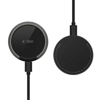 Tech-Protect QI15W-A33 indukcijas lādētājs ar MagSafe un statīvu ar USB-A / USB-C kabeli - melns