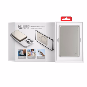 Forcell F-Energy Slim F5K9 ārējais akumulators, saderīgs ar MagSafe, 5000 mAh, 15 W, QC 4.0, PD 3.0, Cloud Dancer