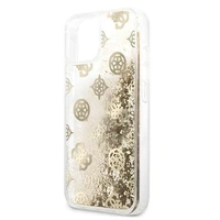 Guess GUHCP13SLGPEGO iPhone 13 mini 5.4" zelta/zelta cietais apvalks Peony Liquid Glitter