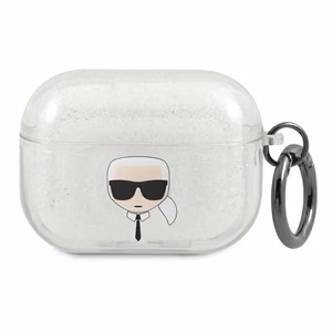 Karl Lagerfeld KLAPUKHGS Накладка AirPods Pro серебристый Glitter Karl`s Head