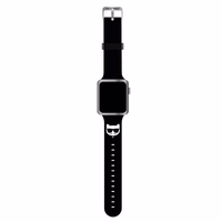 Karl Lagerfeld KLAWLSLCK Apple Watch siksniņa 42/44 / 45mm melna / melna siksniņa silikona Choupette Heads