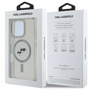 Karl Lagerfeld IML Metal Karl&Choupette Head magnētiskais viedtālruņa apvalks iPhone 16 Pro Max - melns