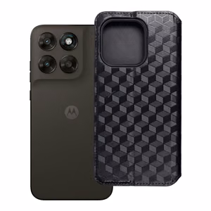 Atlokāmais maciņš Motorola G67 / G77 Cubic Book, melns