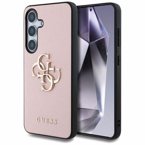 Guess Graudains Liels 4G Logotips Mazs Klasiskais Logotips viedtālruņa apvalks Samsung Galaxy S25 rozā