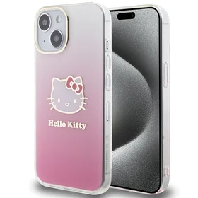 Hello Kitty IML Gradient Electrop Kitty Head viedtālruņa apvalks iPhone 15 - rozā