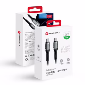 FORCELL F-ENERGY C259 kabelis Type C uz Lightning PD 3A 27W Cafule 1,2 m melns