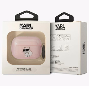 Karl Lagerfeld KLAPHNCHTCP Airpods Pro apvalks rozā/rozā Ikonik Choupette