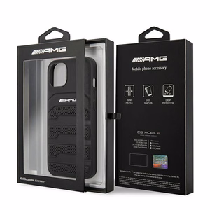 AMG ādas iespiestu līniju apvalks iPhone 13 mini - melns