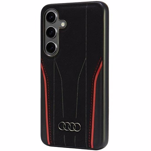 Audi īstas ādas magnētiskais MagSafe cietais viedtālruņa apvalks S24 S921 melni sarkans AU-TPUPCS24-R8/D3-RD