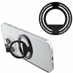 Guess MagSafe gredzena statīvs GUMRSALDGK melns/melns ar dārgakmeņiem