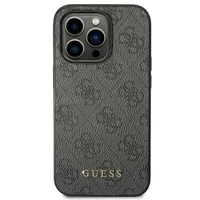 GUESS apvalks IPHONE 14 Pro Max GUHCP14XG4GFGR (4G zelta logotips) pelēks