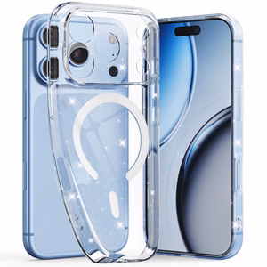 Tech-Protect FlexAir MagSafe maciņš, paredzēts iPhone 17 Pro / 18 Pro, caurspīdīgs ar mirdzumiem