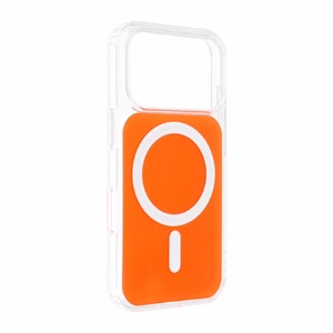 Case for iPhone 15 PRO MAX Clear Fusion Mag Cover compatible with MagSafe hermes orange