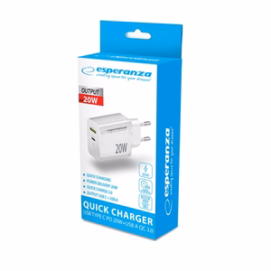 Esperanza EZC105W tīkla lādētājs 20W balts