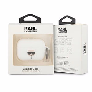 Karl Lagerfeld KLACAPSILGLWH AirPods Pro maciņš balts Silicone Ikonik