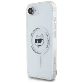 Karl Lagerfeld IML Metal Choupette Head MagSafe iPhone 16e viedtālruņa apvalks - balts