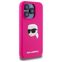 Karl Lagerfeld KLHMP15LSKHPPPLF iPhone 15 Pro 6.1" fuksijas/fuksijas cietais apvalks Silikona Karl galvas apdruka MagSafe