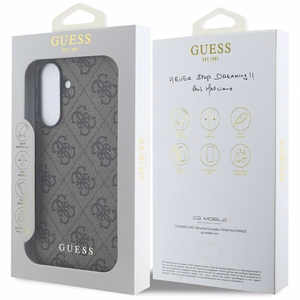 Guess 4G Metal Gold Logo viedtālruņa apvalks Samsung Galaxy A36 - brūns