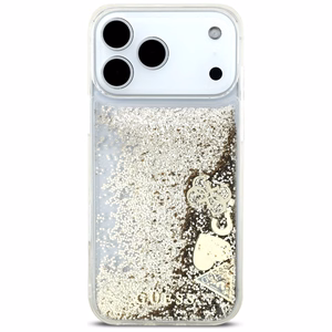 zelta Guess Liquid Glitter 4G Charms vāciņš modeļiem iPhone 18 Pro Max / 17 Pro Max