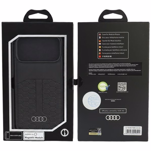 Audi ādas vāciņš modelim iPhone 18 Pro Max / 17 Pro Max, saderīgs ar MagSafe – melns