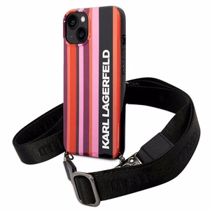 Karl Lagerfeld KLHCP14SSTSTP iPhone 14 6.1 "cietais apvalks rozā / rozā Krāsu Svītras Siksna