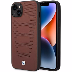 Viedtālruņa apvalks BMW BMHCP14S22RPSR iPhone 14 6.1" bordo/bordo ādas sēdekļu raksts