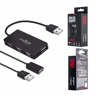 Maxlife Mājas biroja USB 2.0 centrmezgls USB - 4x USB 0,15 m melns + kabelis 1,5 m