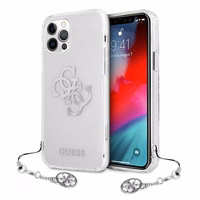 Guess GUHCP12LKS4GSI iPhone 12 Pro Max 6.7" Caurspīdīgs cietais apvalks 4G Sudraba piekariņi kolekcija