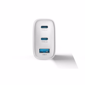 Devia wall charger Extreme PD GaN 65W 2x USB-C 1x USB white + cable USB-C - USB-C laptop charger