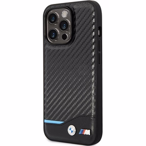 BMW Leather Carbon macins priekš iPhone 13 Pro Max - Melns