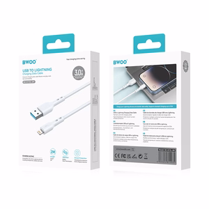 BWOO kabelis USB - Lightning 2m 3A balts