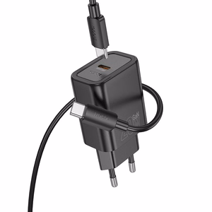 Lādētājs Hoco N60 20W GaN USB-C + USB-C uz USB-C kabelis 1.0m melns
