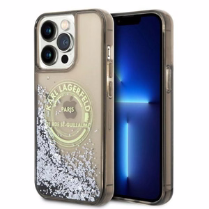 Karl Lagerfeld Liquid Glitter RSG viedtālruņa apvalks iPhone 14 Pro Max - melns