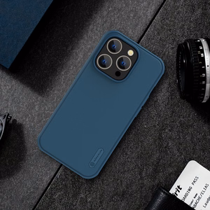 Nillkin Super Frosted Shield Pro viedtālruņa apvalks iPhone 14 Pro Max aizmugurējais apvalks zils
