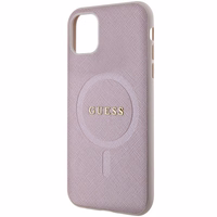 Guess GUHMN61PSAHMCP viedtālruņa apvalks iPhone 11 / Xr - rozā Saffiano Magnētiskais