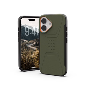 UAG Civilian MagSafe maciņš iPhone 17 - olive and oranžs