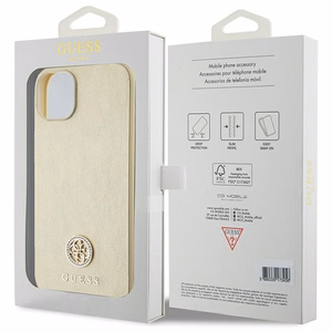 Guess GUHCP15MPS4DGPD iPhone 15 Plus 6.7" zelta/zelta cietais viedtālruņa apvalks Strass Metal Logo