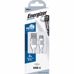 Energizer Ultimate C520CKWH USB-A–USB-C uzlādes un datu kabelis, 2 m, balts