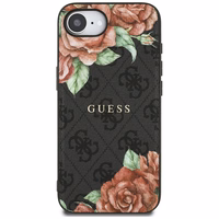 Guess 4G Flowers Print magnētiskais viedtālruņa apvalks iPhone 16e - melns