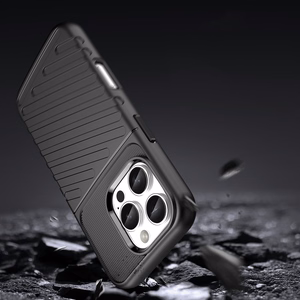 Thunder viedtālruņa apvalks iPhone 16 Pro Max silikona apvalks - melns