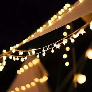 LED virtene 1,5M (10 LED spuldzītes) USB balkonam, zvaigznes + bumbiņas, silti balta