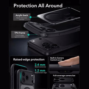 ESR Classic Hybrid MagSafe maciņš modelim iPhone 18 Pro / 17 Pro – caurspīdīgs melns