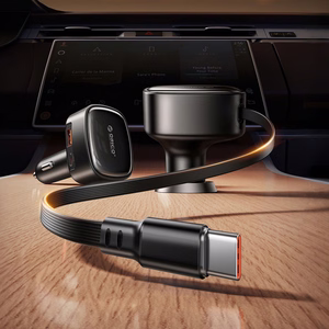 Orico FC-66-1A2C 66W Car Charger with Built-in Retractable USB-C Cable - Black