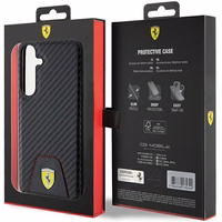 Ferrari Carbon Stitched Bottom viedtālruņa apvalks Samsung Galaxy S24+ - melns