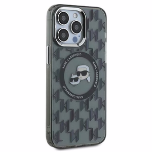 Karl Lagerfeld IML Monogramma Karl & Choupette Galva Magnētiskais Viedtālruņa apvalks iPhone 15 Pro - melns