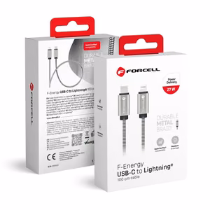 Cable USB C to Lightning Forcell F-Energy PD 3A 27W Metal 1 m C238 silver