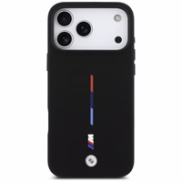 BMW M Silicon Tricolor Line MagSafe macins iPhone 17 Pro Max - melns