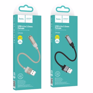 Adapteris AUX USB A (tēviņš) uz Jack 3,5 mm (mātīte) Hoco UPA32D melns