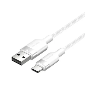 USB 2.0 A uz USB-C 3A kabelis Vention CTNWH 2M (balts)
