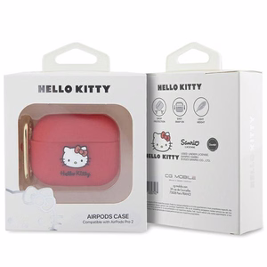 Hello Kitty Силиконовый 3D Kitty Head чехол для AirPods Pro 2 (2022/2023) - фуксия